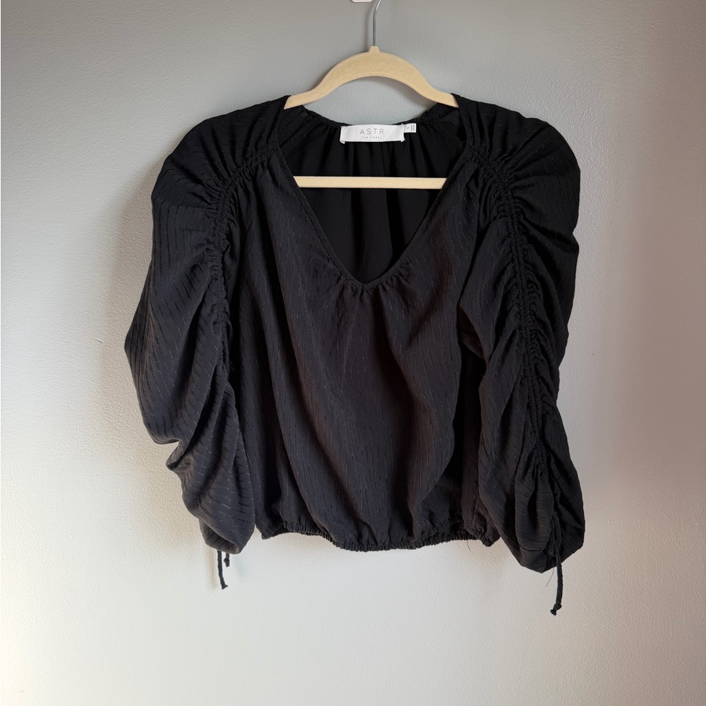 Astr Black Ruched Blouse